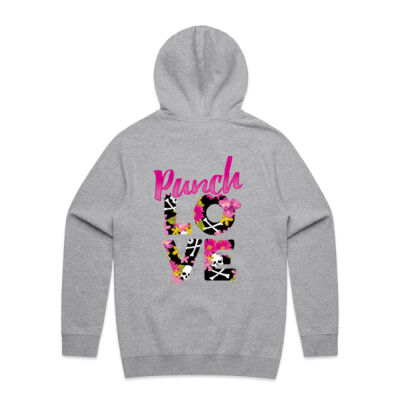 Over the Head Winter Hoodie - Punch Love on back Thumbnail